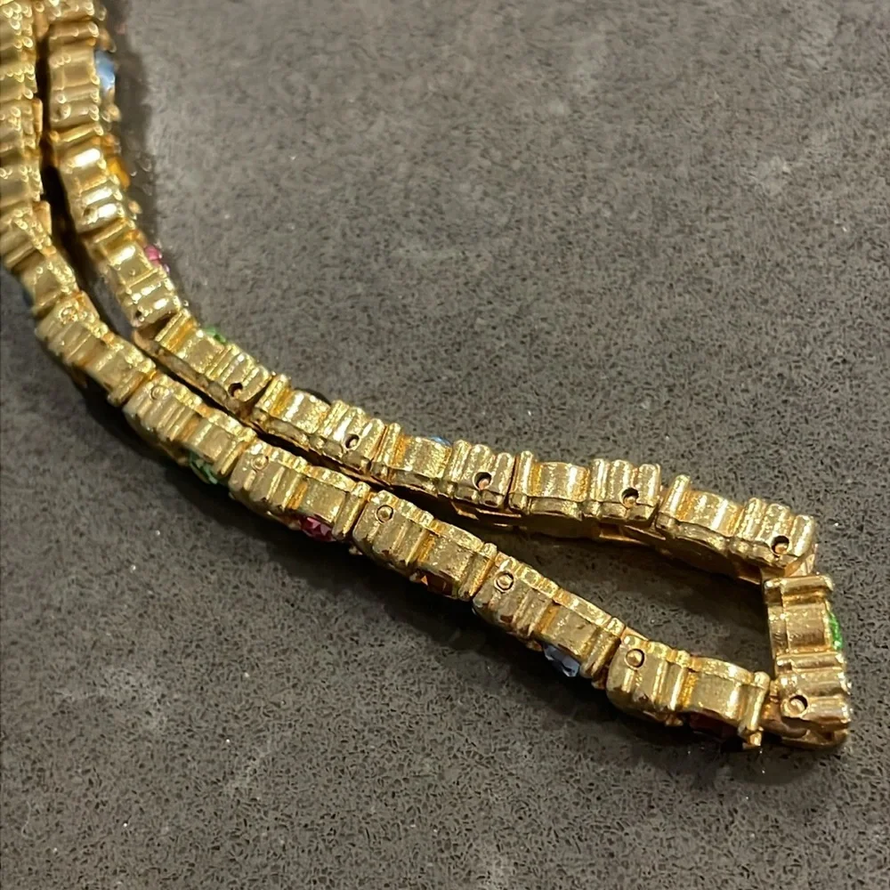 Gold Tone Multicolor Rhinestone Bracelet